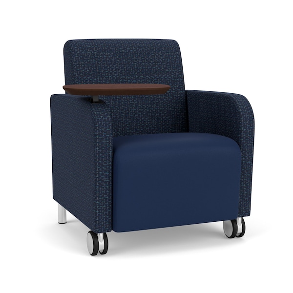Lesro Siena Guest Chair w/ SwivelTablet, Brushed Steel Legs, RF Bluebry Back, MD Ink Seat, RF Blueberry Panels SN1101 - main